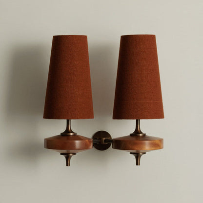 Dual Fabric Sconce Light Fixture Wooden Frame Indoor Lighting Bedroom Hallway Accent Warm Glow 14 in Wide E12 E14 Socket Hardwired Modern Ho