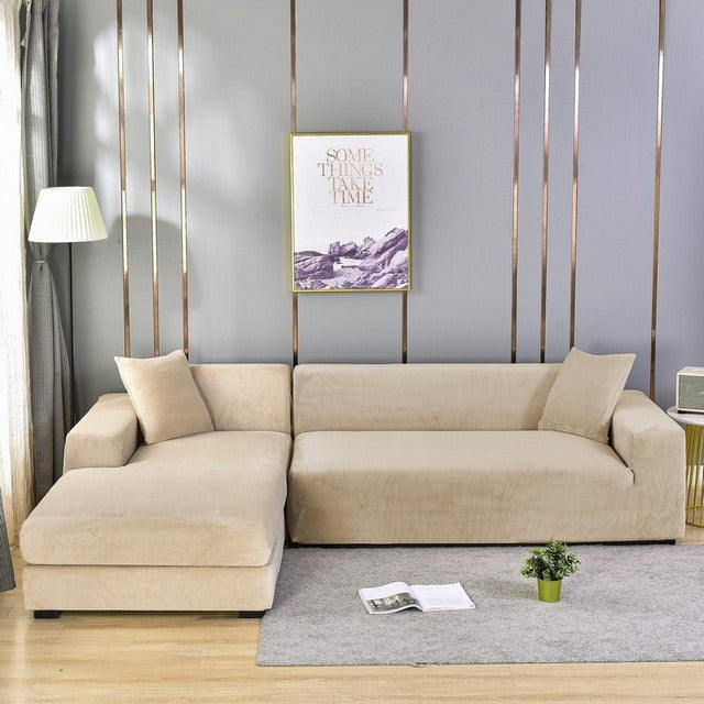 Stretch Velvet Couch Cover with Full Frame Protection for Living Room Sofas – Universal Fit Slipcover