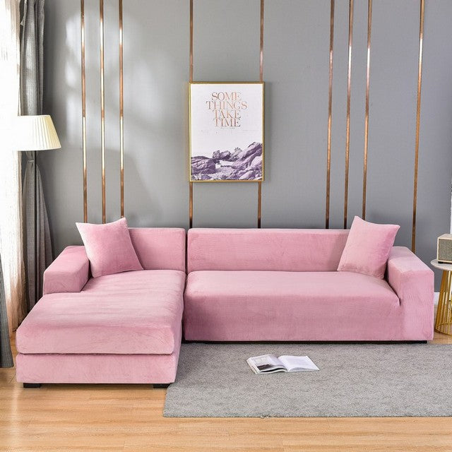Stretch Velvet Couch Cover with Full Frame Protection for Living Room Sofas – Universal Fit Slipcover