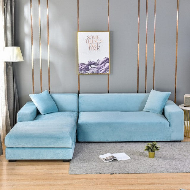 Stretch Velvet Couch Cover with Full Frame Protection for Living Room Sofas – Universal Fit Slipcover