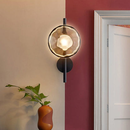 Hand-Blown Glass Wall Sconce with Aluminum Frame – Modern Globe Light for Hallways, Bedrooms & Living Rooms