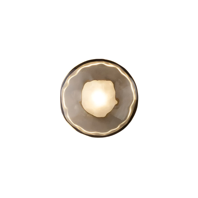 Hand-Blown Glass Wall Sconce with Aluminum Frame – Modern Globe Light for Hallways, Bedrooms & Living Rooms