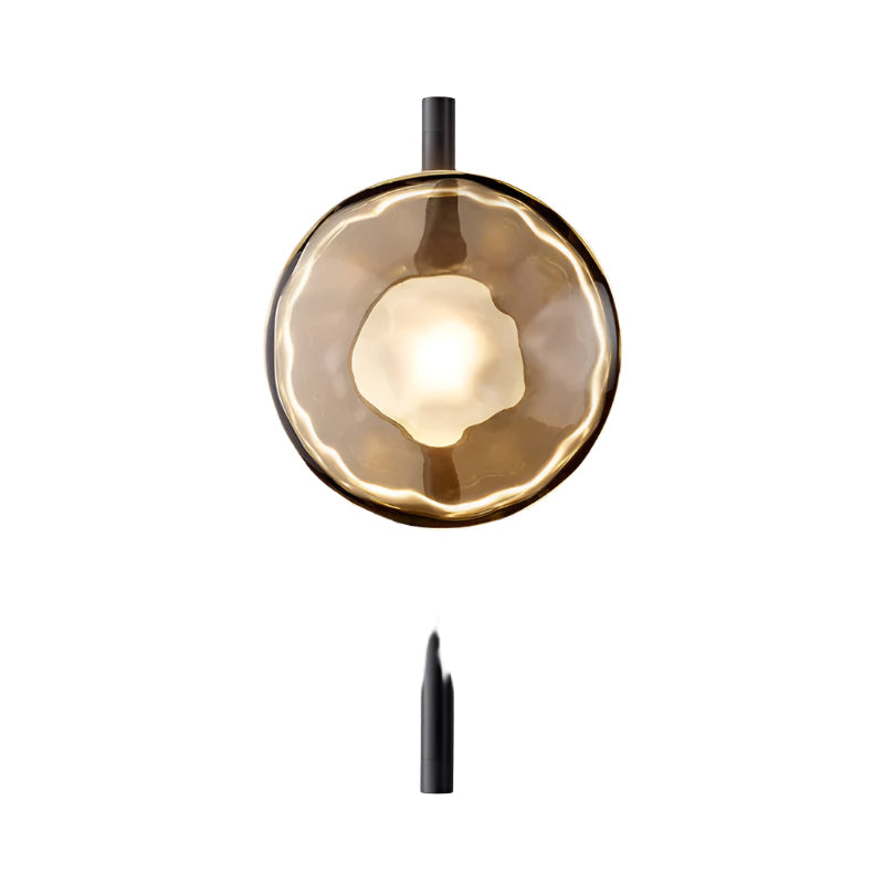 Hand-Blown Glass Wall Sconce with Aluminum Frame – Modern Globe Light for Hallways, Bedrooms & Living Rooms