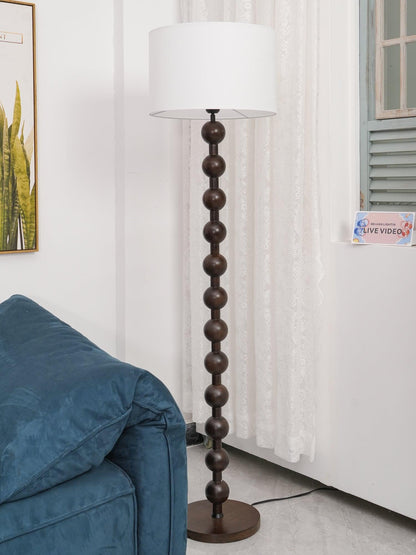 Tall Standing Lamp with White Shade 63 Inches Natural Wood Base Dimmable Accent Light for Bedroom Living Room Corner Reading Nook Modern Dec