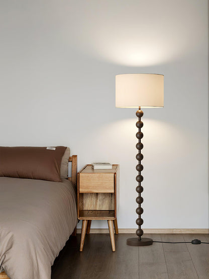 Tall Standing Lamp with White Shade 63 Inches Natural Wood Base Dimmable Accent Light for Bedroom Living Room Corner Reading Nook Modern Dec