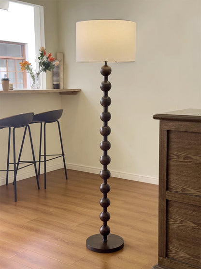 Tall Standing Lamp with White Shade 63 Inches Natural Wood Base Dimmable Accent Light for Bedroom Living Room Corner Reading Nook Modern Dec