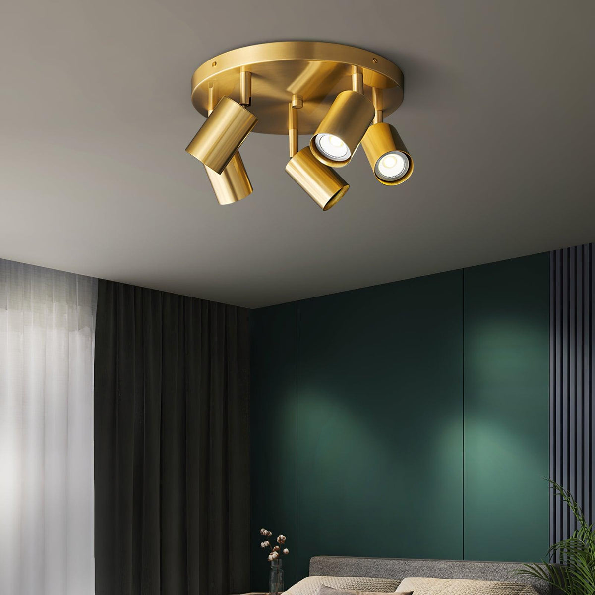 Rotatable Track Light for Kitchen Ceilings Multi-Head Metal Spotlight Fixture for Closets Directional Task Lighting Brass or Black