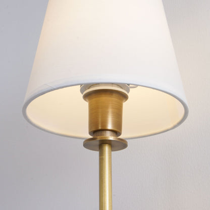 Fabric Shade Sconce Light with Brass Arm for Bedroom Reading & Hallway Accent | E12 Socket, Warm Ambient Glow, Space-Saving Install