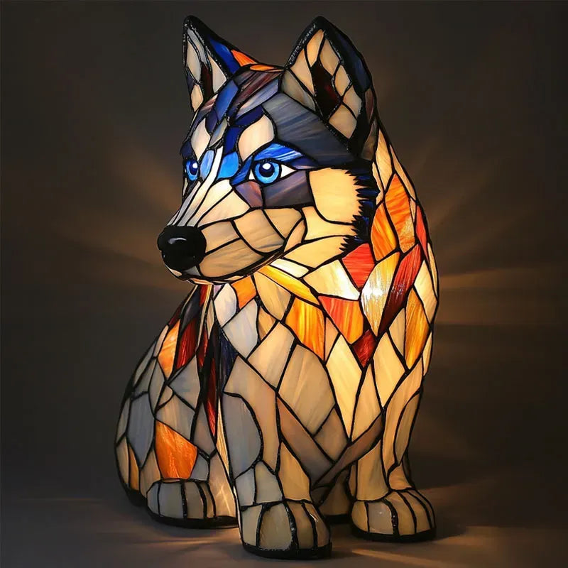 Dog Night Light Sculpture – Handcrafted LED Animal Lamp for Bedside, Nursery & Living Room Decor
