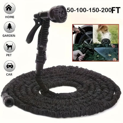Expanding Garden Hose with 7-Pattern Spray Nozzle for Watering Lawns Patios Cars | Lightweight Flexible Coil Design | 50 100 150 200 ft