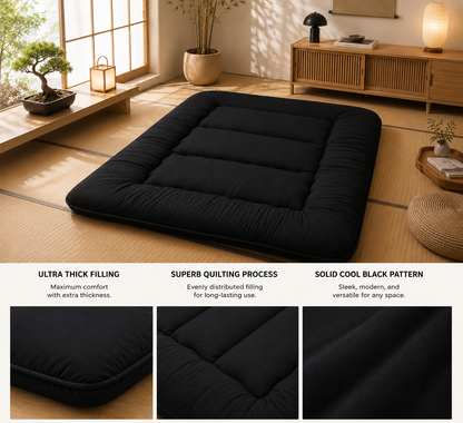 Japanese Floor Bed, 4 Inch Thick Futon Mattress, Foldable Tatami Sleeping Pad, Roll Up Floor Bed for Adults & Kids