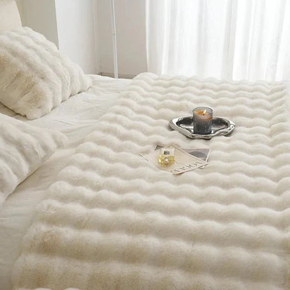 Plush Faux Fur Throw Blanket with Silky Soft Texture for Couch, Bed & Living Room Decor in Multiple Colors