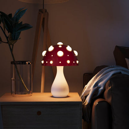 Decorative Mushroom Desk Lamp with Dimmable LED Light for Bedroom & Office | USB Rechargeable & Plug-In Options