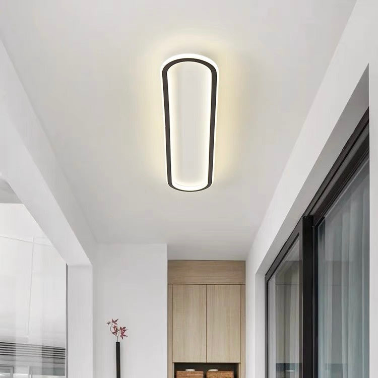 Flush Mount LED Ceiling Light Oval Low Profile Black White for Bedroom Hallway Entry Foyer Contemporary Overhead Lighting Modern Minimalist