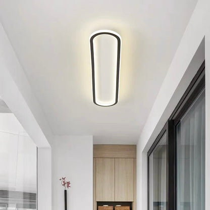 Flush Mount LED Ceiling Light Oval Low Profile Black White for Bedroom Hallway Entry Foyer Contemporary Overhead Lighting Modern Minimalist