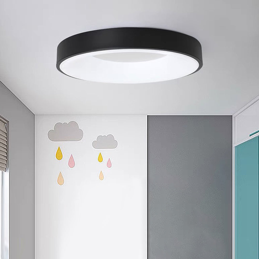 Round Flush Mount LED Fixture Iron Acrylic Low Profile for Bedroom Hallway Living Room Kitchen Dining Room Modern Minimalist Slim Design
