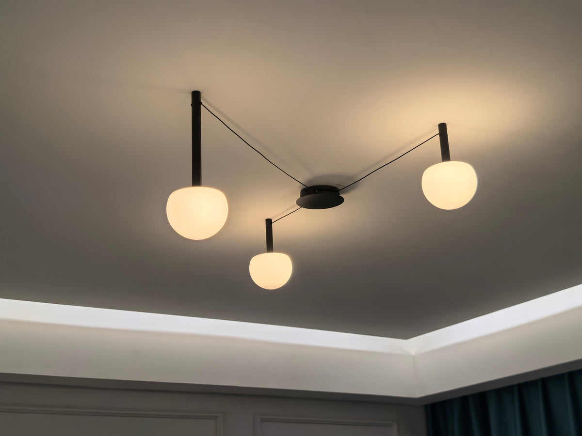 Multi-Globe Pendant Light Metal & Frosted Glass 47 Inch Adjustable White Fixture for Dining Room Kitchen Island Bedroom Modern Scandinavian