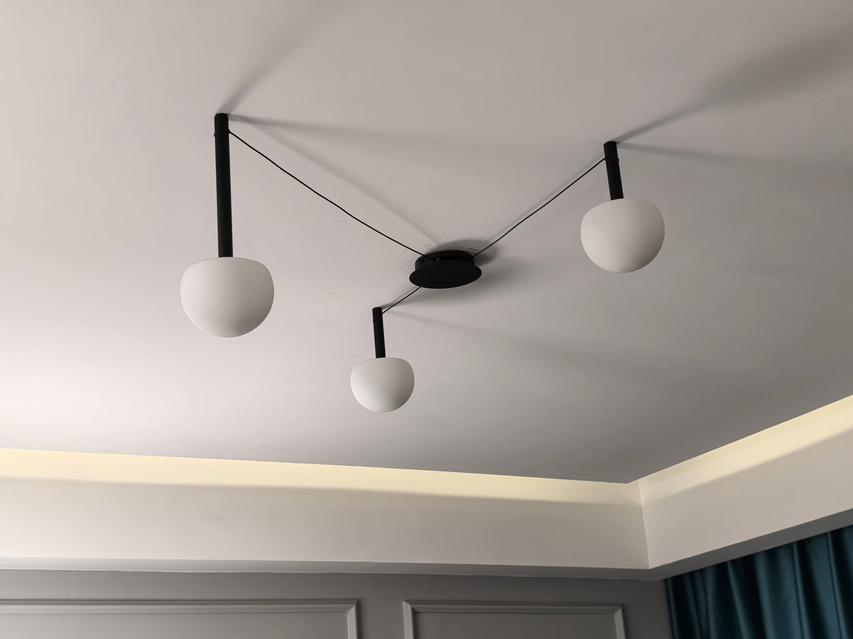 Multi-Globe Pendant Light Metal & Frosted Glass 47 Inch Adjustable White Fixture for Dining Room Kitchen Island Bedroom Modern Scandinavian