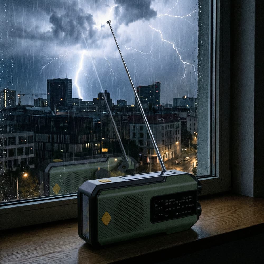 Portable Solar Powered Emergency Radio with Flashlight