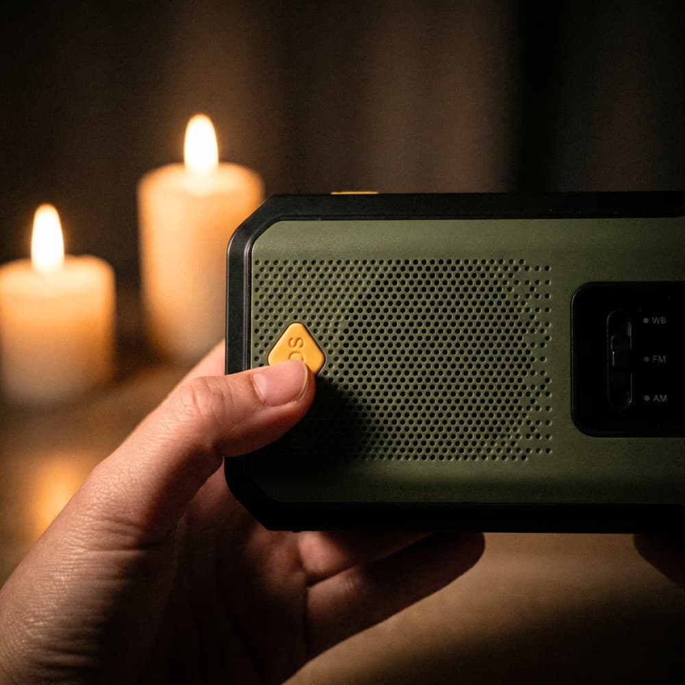 Portable Solar Powered Emergency Radio with Flashlight