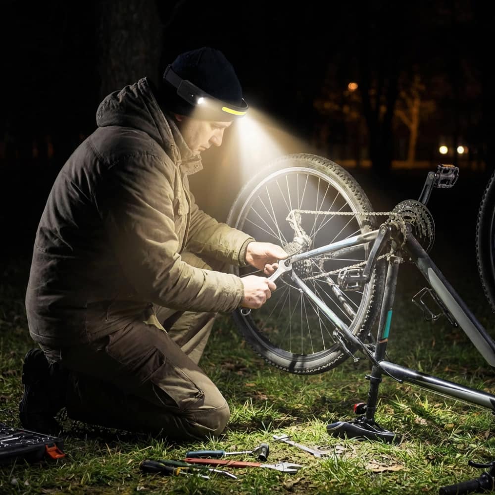 Bright LED Rechargeable Headlight, Handsfree Flashlight