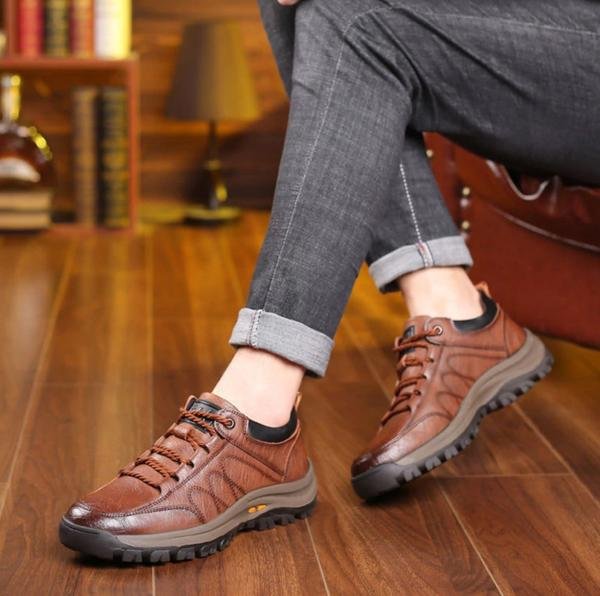 Comfortable Men's Leather Slip On Shoes Orthotic Support