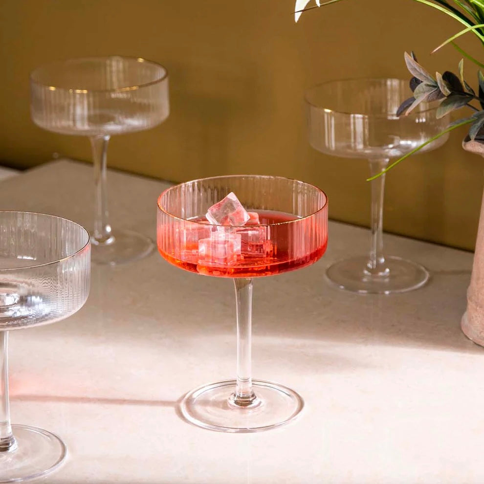 Clear Rimmed Tall Cocktail Glasses Set of 6 - Ortekor