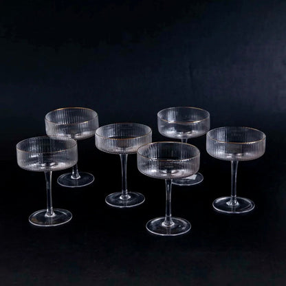 Clear Rimmed Tall Cocktail Glasses Set of 6