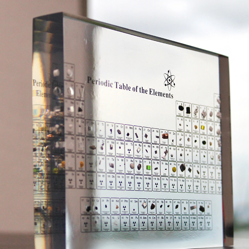 Illuminated Periodic Table of Elements Display – Modern LED Design with Wooden Base