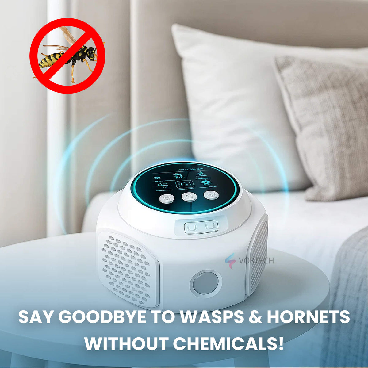 Ultrasonic Pest Repeller Device for Outdoor Spaces with 3200 Sq Ft Coverage | Chemical-Free Wasp & Hornet Control