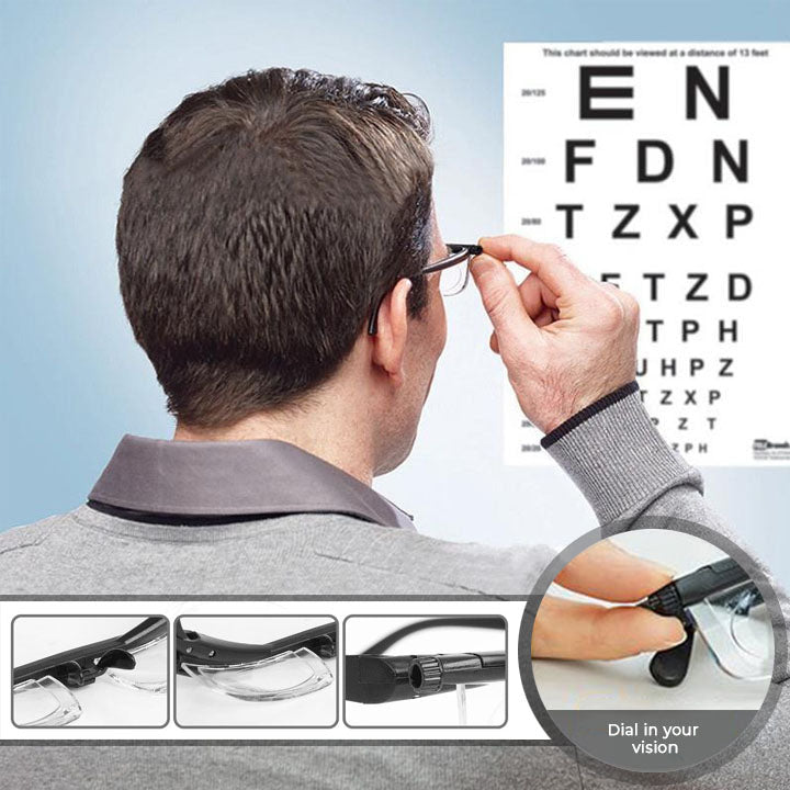 Adjustable Focus Reading Glasses with Dial Control for Near and Distance Vision, Variable Strength Eyewear for Men and Women