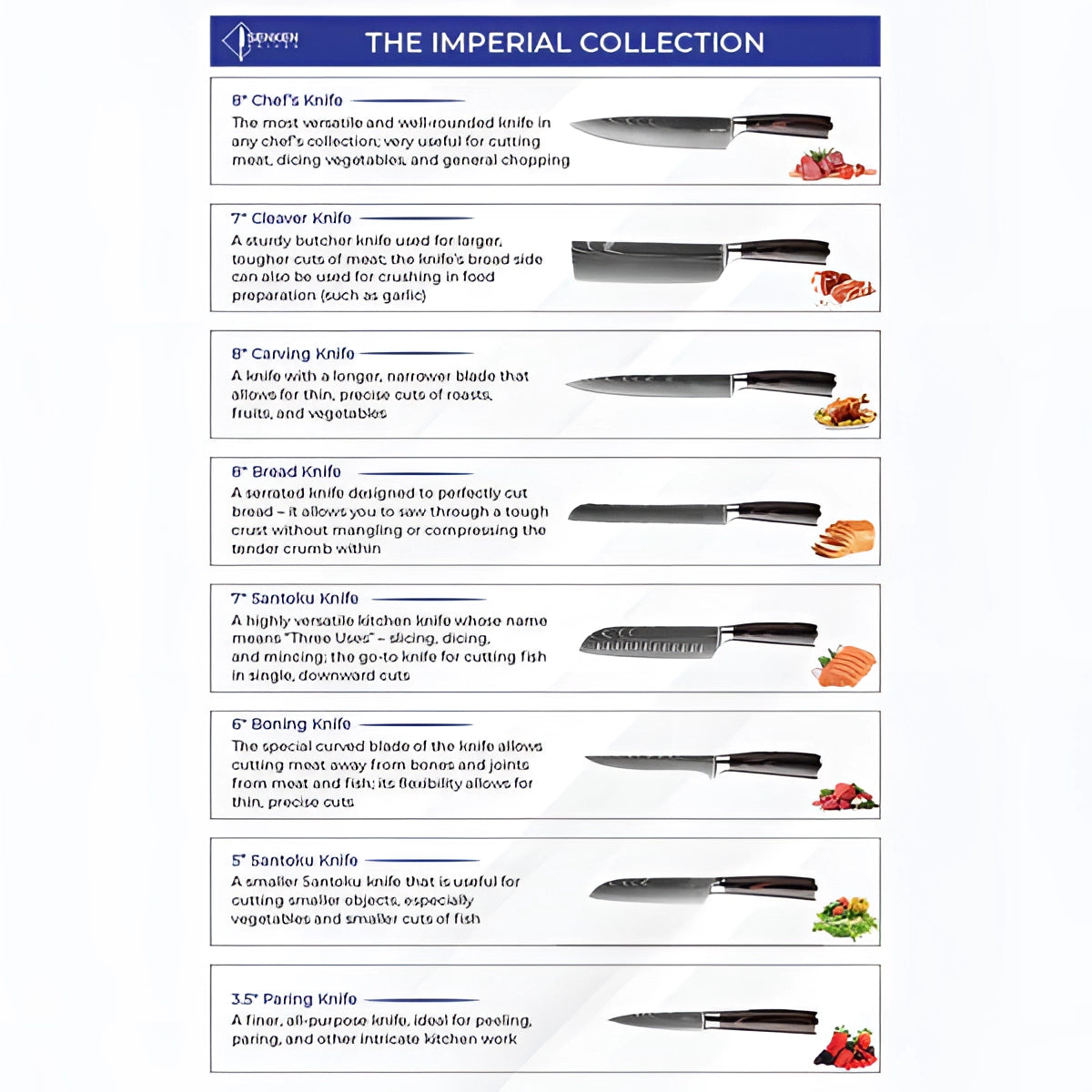 Imperial Collection | Chef Knife Set with Ergonomic Wood Handle | Damascus Steel for Precision Culinary Mastery