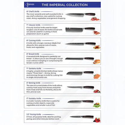 Imperial Collection | Chef Knife Set with Ergonomic Wood Handle | Damascus Steel for Precision Culinary Mastery