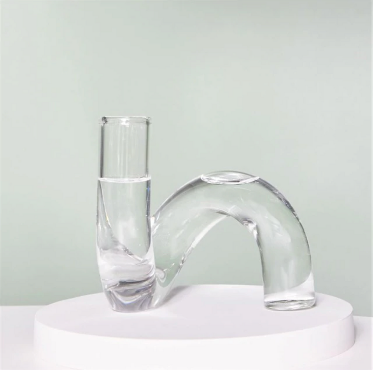 Curved Tabletop Bud Vase 5.1 inches Heat-Resistant Glass Small Centerpiece for Fresh Flowers & Cuttings Gray Blue Pink Black