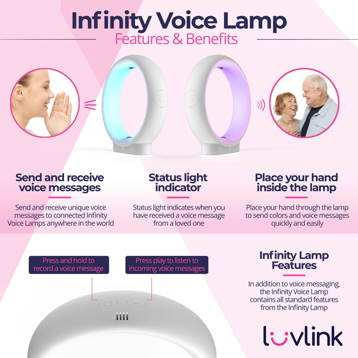 Infinity Lamp | Unique Connection Lamp with Sound Messaging Feature | Thoughtful Gift for Long-Distance Relationships