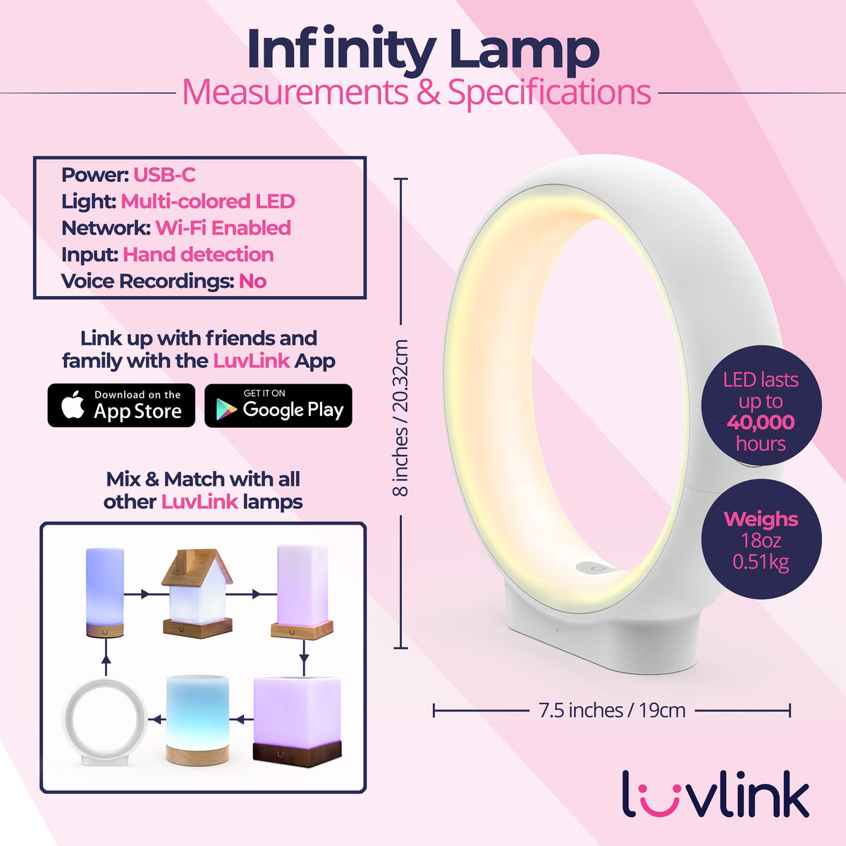 Infinity Lamp | Unique Connection Lamp with Sound Messaging Feature | Thoughtful Gift for Long-Distance Relationships
