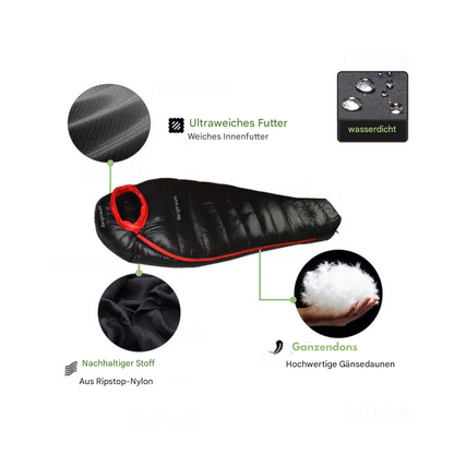 Cold-Weather Down Sleeping Bag for Winter Camping & Backpacking – Lightweight Insulated Mummy Bag Rated to -4°F for Hiking, Trekking &