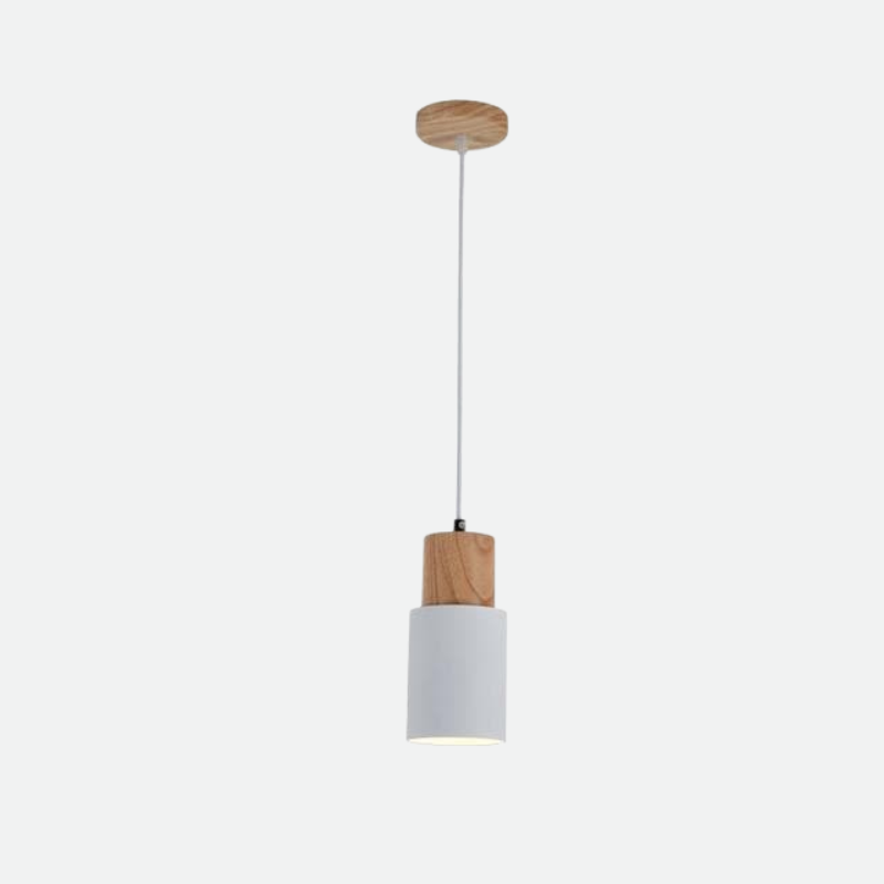 Mini Cylinder Drop Ceiling Light E27 Socket Wood & Iron Shade Adjustable Cord for Kitchen Island Dining Table Bedroom Scandinavian Style Han