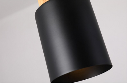 Mini Cylinder Drop Ceiling Light E27 Socket Wood & Iron Shade Adjustable Cord for Kitchen Island Dining Table Bedroom Scandinavian Style Han