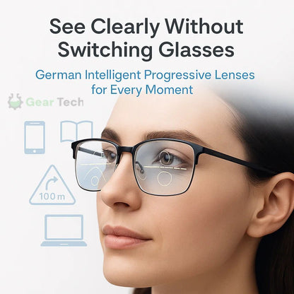 Multi-Focus Reading Glasses with Adaptive Light Filtering – Anti-Glare Computer Eyewear for Near & Distance Vision