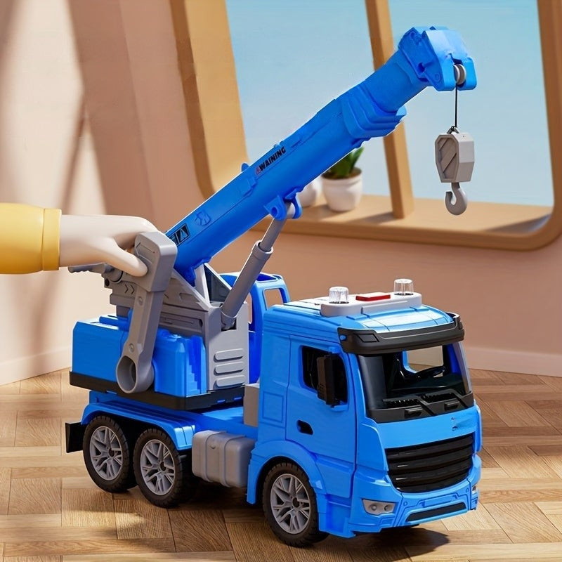 Toy Trucks for Kids, Crane Truck Toy with Lights and Sounds, Interactive Construction Toy Machinery for Ages 3 and Up