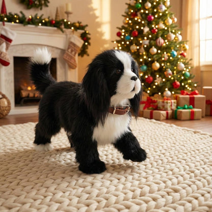 Interactive Robot Dog, Realistic Robotic Puppy with Walking and Barking, Plush Toy Dog for Kids