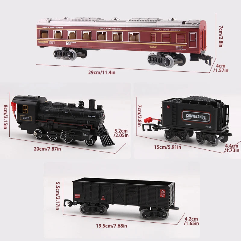 Electric Train Set for Kids with Lights and Sounds, Battery Operated Toy Train with Steam Effects, Railway Toy Set
