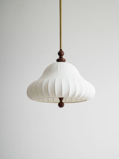 Adjustable Hanging Lamp with Layered Petal Shade Wood Metal Mixed Material 20 Inch Diameter for Dining Living Bedroom
