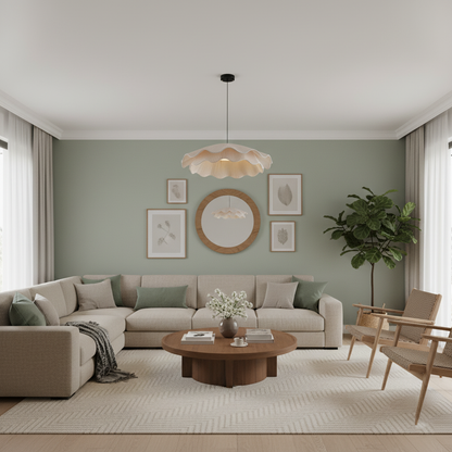 Adjustable Hanging Fixture with Metal & Cloth Shade for Overhead Illumination in Dining Spaces