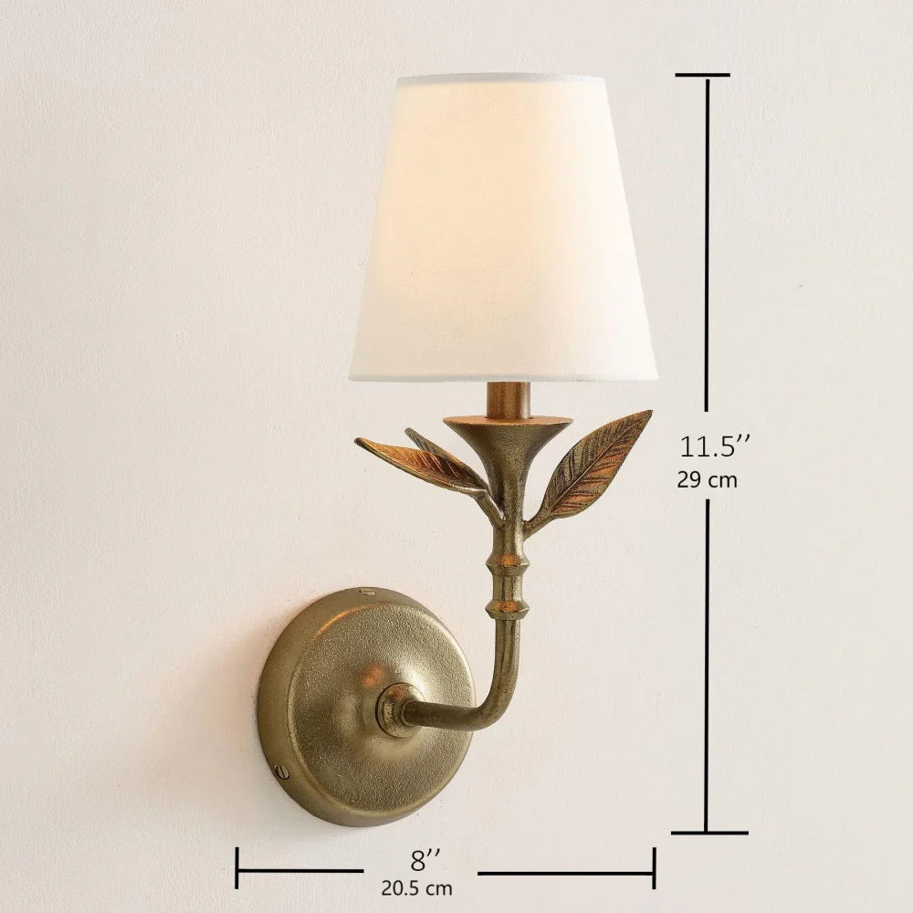Sconce Light Fixture Hardwired 8×11 inch Brass Metal Frame Fabric Shade E12 Socket Hallway Bedroom Entryway Decorative Accent Illumination f