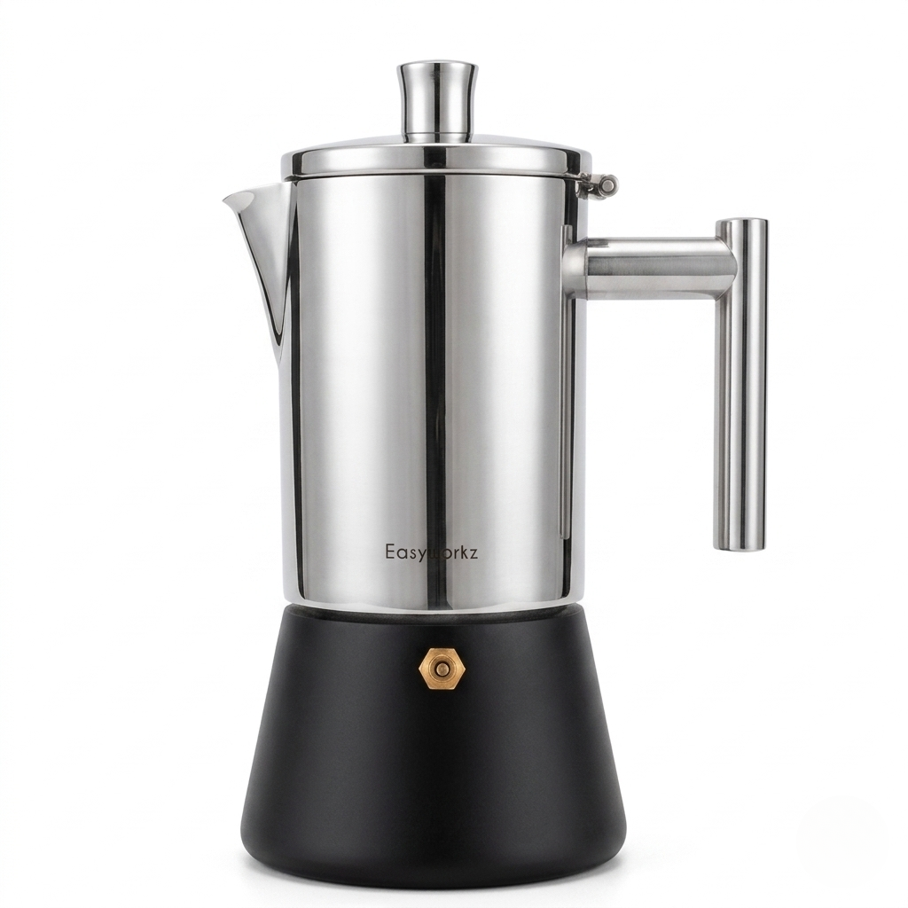 Italian Moka Pot | Premium Stainless Steel Espresso Maker with Heat-Resistant Handle | Versatile Brewing for Authentic Flavor