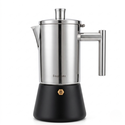 Italian Moka Pot | Premium Stainless Steel Espresso Maker with Heat-Resistant Handle | Versatile Brewing for Authentic Flavor