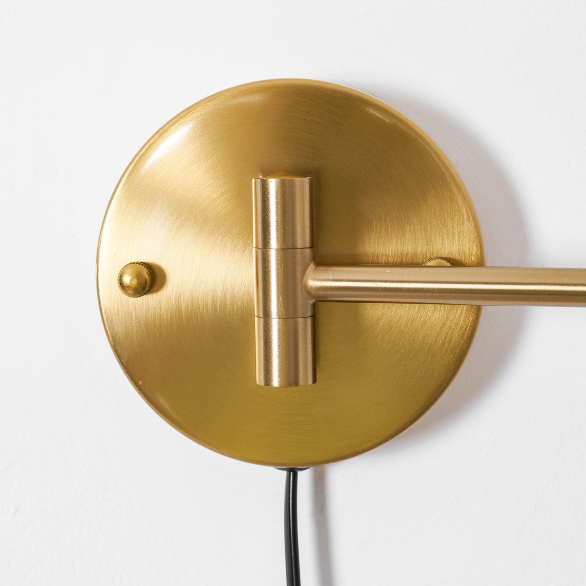Swing-Arm Reading Sconce with Rotating Shade Metal Plug-In Fixture Black & Gold Finish for Bedroom Living Room Study Nook Task Lighting