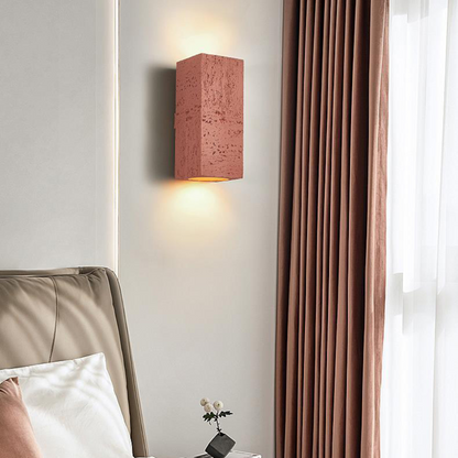 Rectangular Cement Sconce with Bidirectional Glow for Bedrooms, Hallways & Living Areas | Minimalist Stone-Effect Fixture